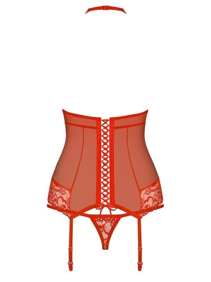 Corset & thong, 838-COR-3, red - S/M - 2 | YEO