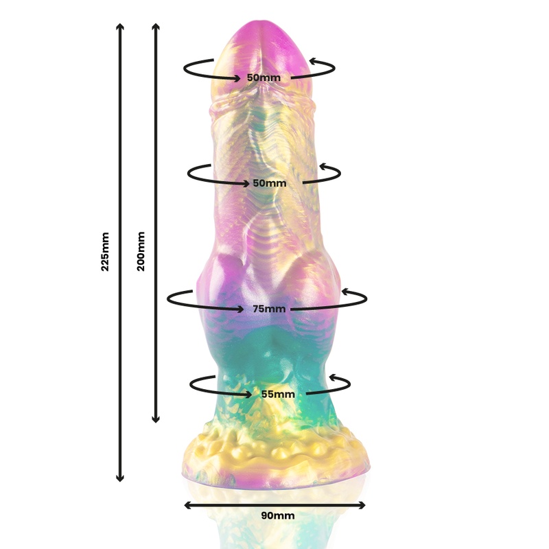 Dildo bizare din silicon EPIC - IRIS DILDO WITH RAINBOW TESTICLES OF PLEASURE - 3 | YEO