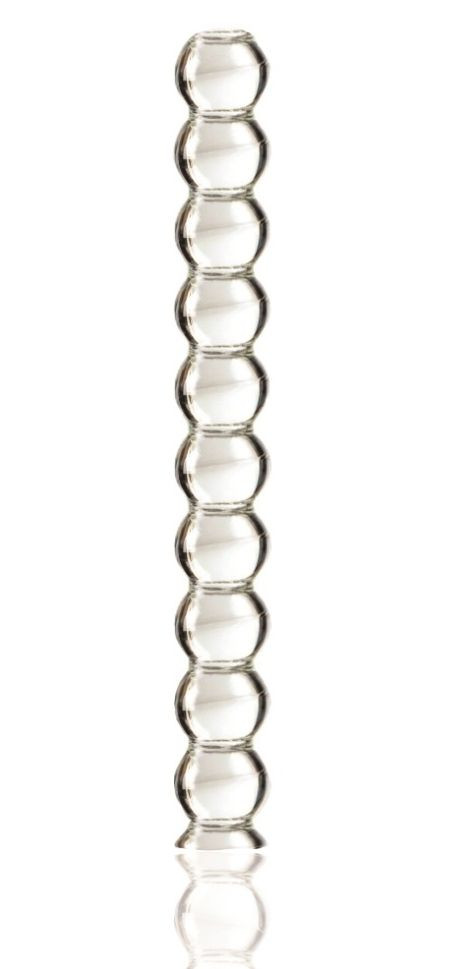 Dildo din sticla transparenta de inalta calitate, design cu margele Multi Beads Dildo, Premium Glass (21cm)