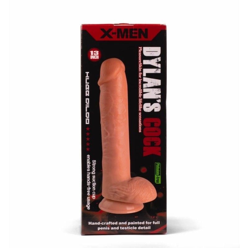 Dildo gigantic cu testicule si ventuza de fixare X-MEN Dylan\'s Cock 32cm x 6cm - 1 | YEO