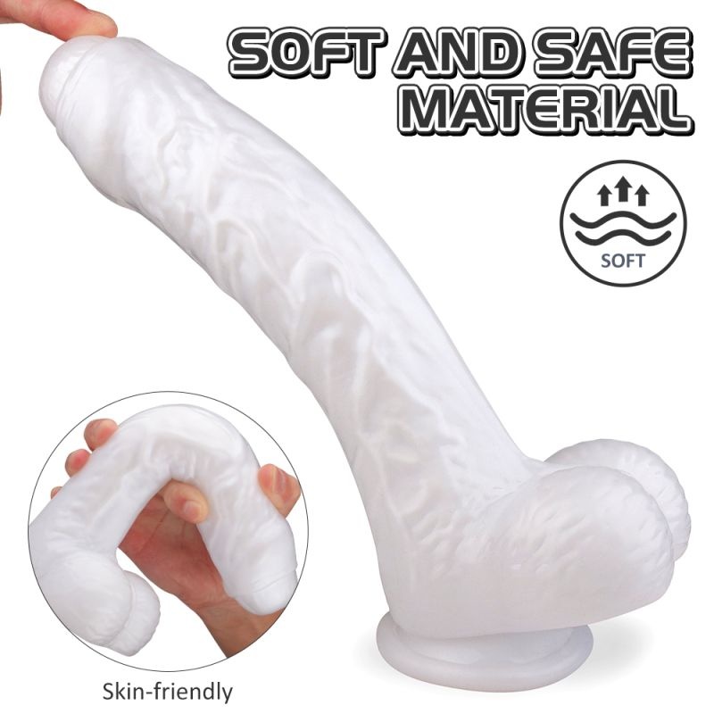 Dildo mare, flexibil, cu aspect realist Kylie Large Super Soft&Flexibil Alb 25 cm