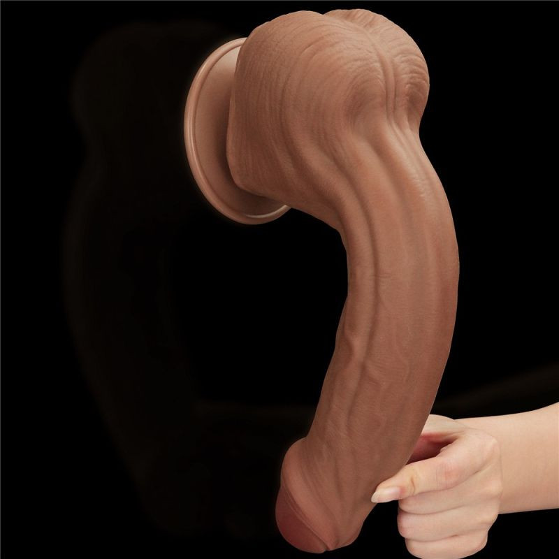 Dildo realist gigantic 11.5\'\' King Sized Sliding Skin Dual Layer Dong Brown (29cm) - 1 | YEO