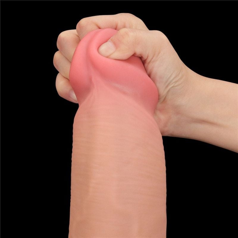 Dildo realist gigantic cu doua straturi, cu piele exterioara moale 14\'\' King Sized Sliding Skin Dual Layer Dong (36cm) - 3 | YEO