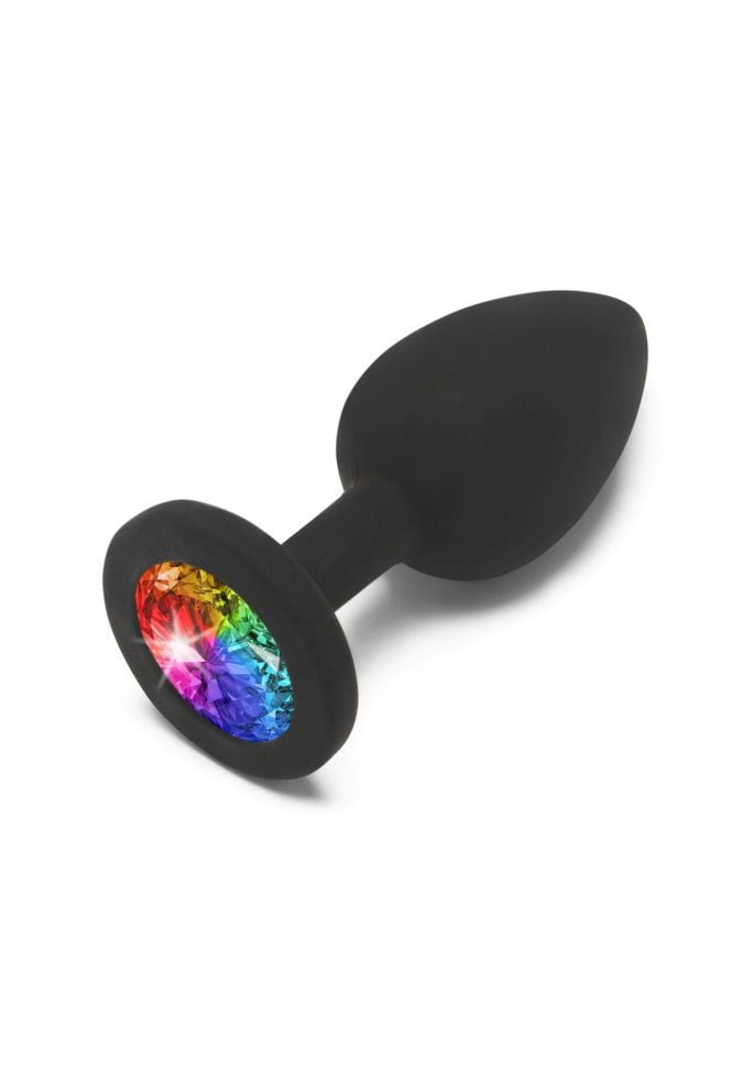 Dop anal de dimensiune medie si cu cristal multicolo Rainbow Booty Jewel Medium