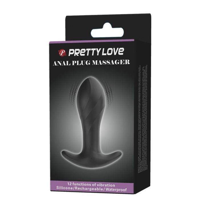 Dop anal din silicon cu vibratie Pretty Love Anal Plug Vibrating Massager Black 10.4cm