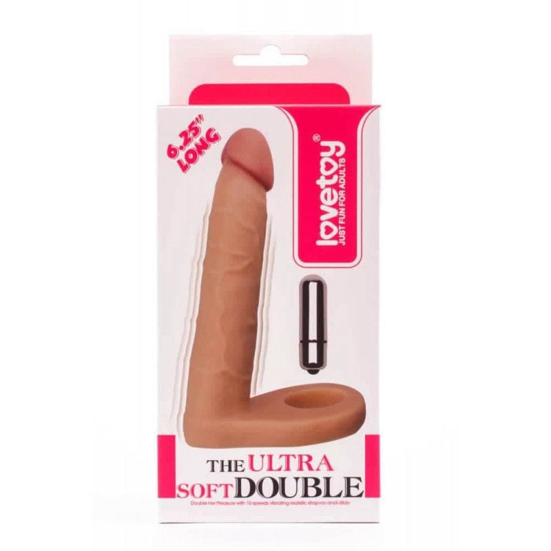 Inel penis cu stimulator anal The Ultra Soft Double-Vibrating 6.25