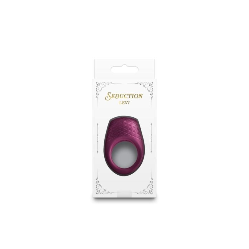 Inel penis cu vibratii Seduction - Levi - Metallic Burgundy