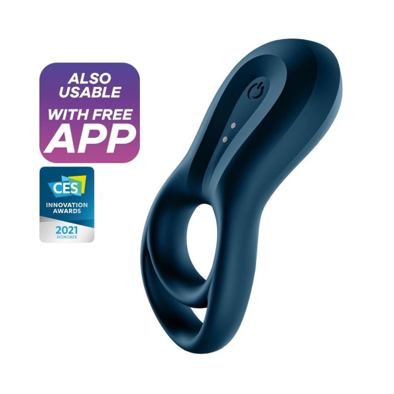 Inel penis silicon cu vibratii, cu stimulator clitoridian Satisfyer Epic Duo