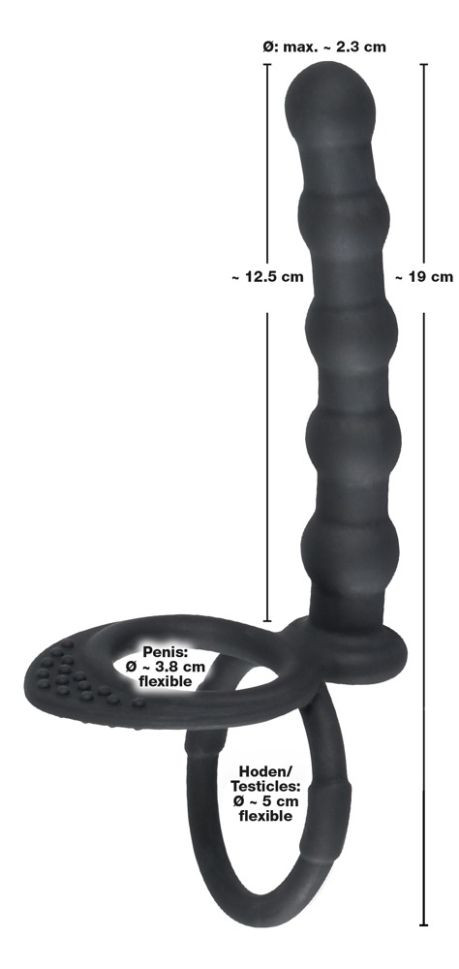 Inel pentru penis/testicule cu un stimulator anal Cock & ball ring (19 cm) - 1 | YEO