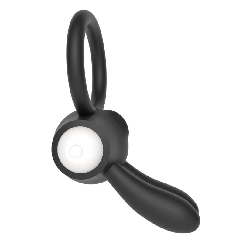 Inel vibrator puternic cu stimulator clitoridian POWER CLIT SILICONE COCKRING BLACK