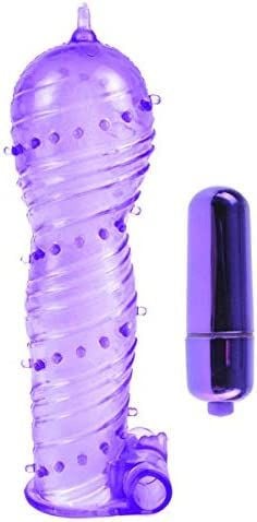 Manson penis ultra-elastic cu vibratii Duo Textured Sleeve and Mini Bullet Purple