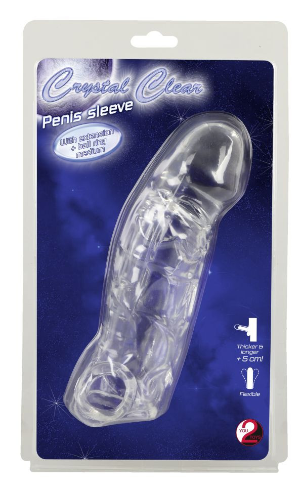 Manson transparent Penis Sleeve with extension and ball ring (19.2 cm)