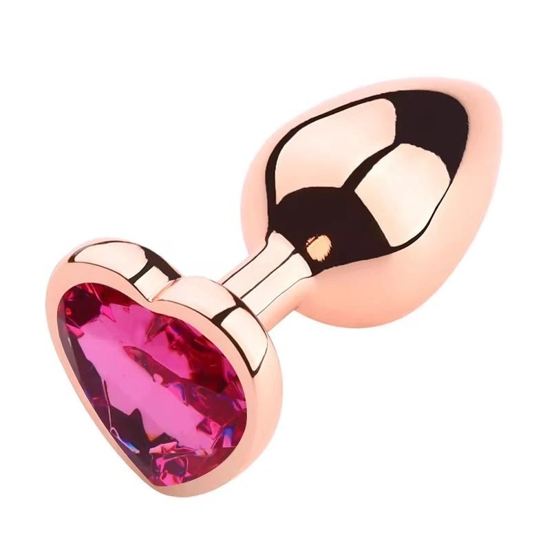 Plug Anal Medium, Rose Gold, Dark Pink Stone