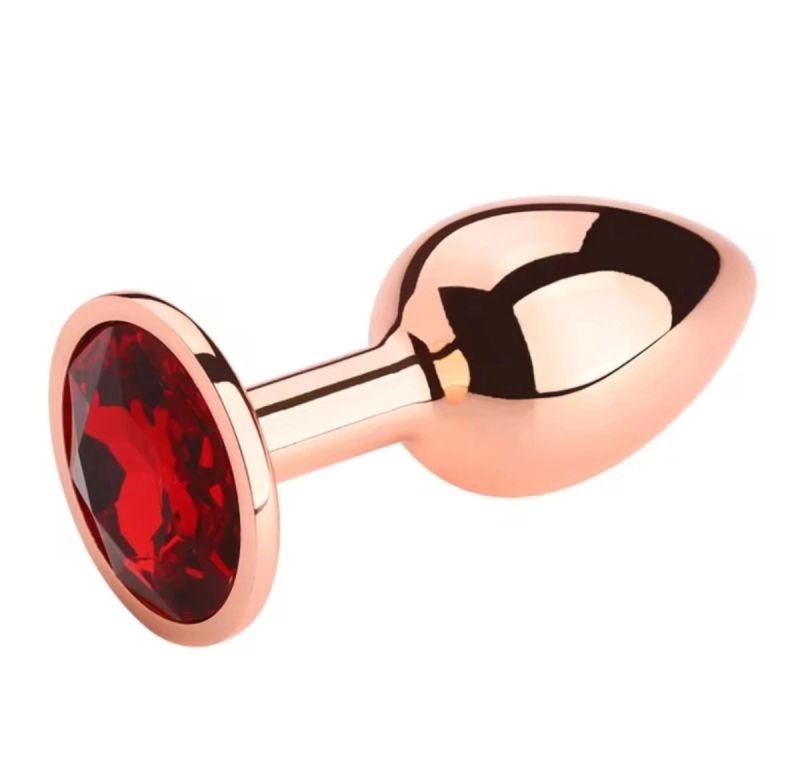 Plug Anal metalic Plug Charm Medium, Rose Gold, Red Crystal