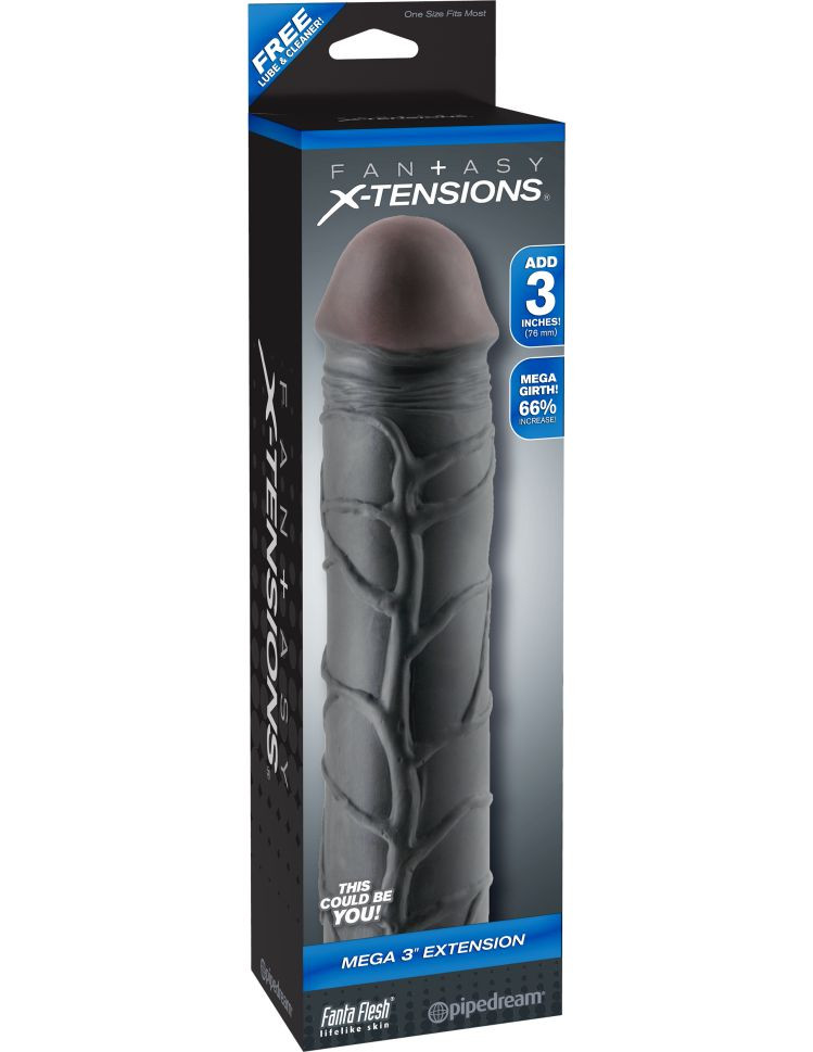 Prelungitor pentru penis de culoare neagra Fantasy X-tensions Mega 3' Extension Black 22,8cm