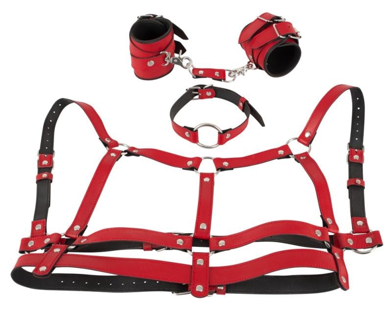 Set de 4 piese cu ham, catuse si gag/choker Harness Set