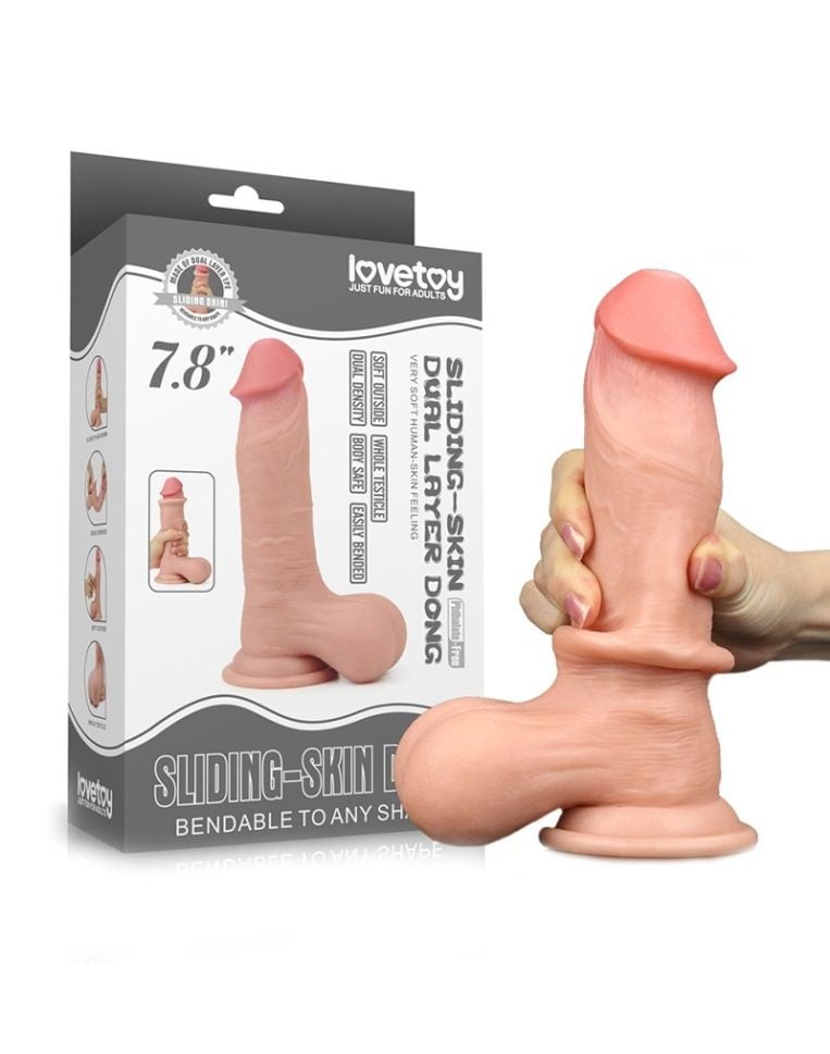 Sliding Skin Dual Layer Dong - Whole Testicle 19.5cm - 1 | YEO