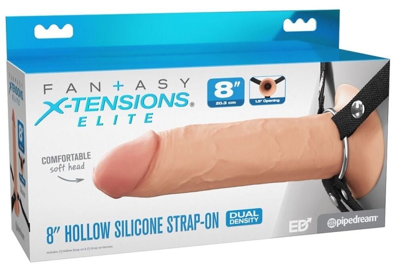 Strap-on cu extensie penis Hollow Silicone Strap-on 21.6cm