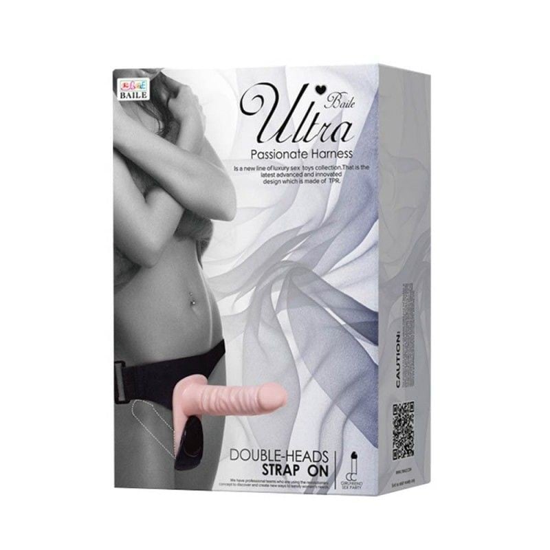 Strap On cu vibratie dubla si ham reglabil Double Head cu Vibratii - 1 | YEO