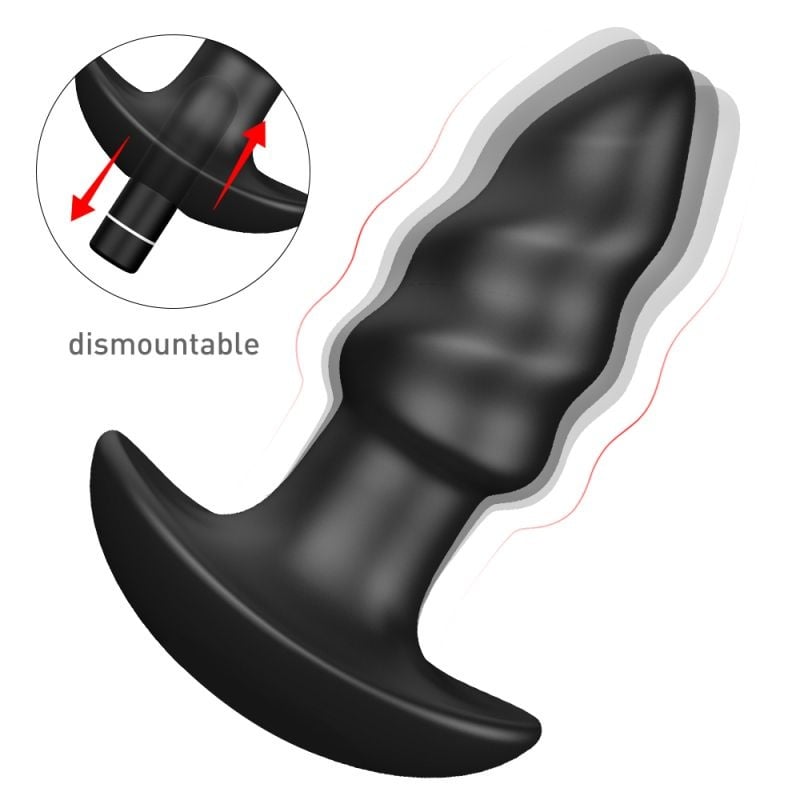 Vibrator Anal Booty, 9 Moduri Vibratii, Silicon, USB, Negru, 10 cm