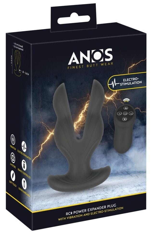 Vibrator anal e-stim cu 2 brate Stimulare electrica si vibratie RC Power Expander Plug