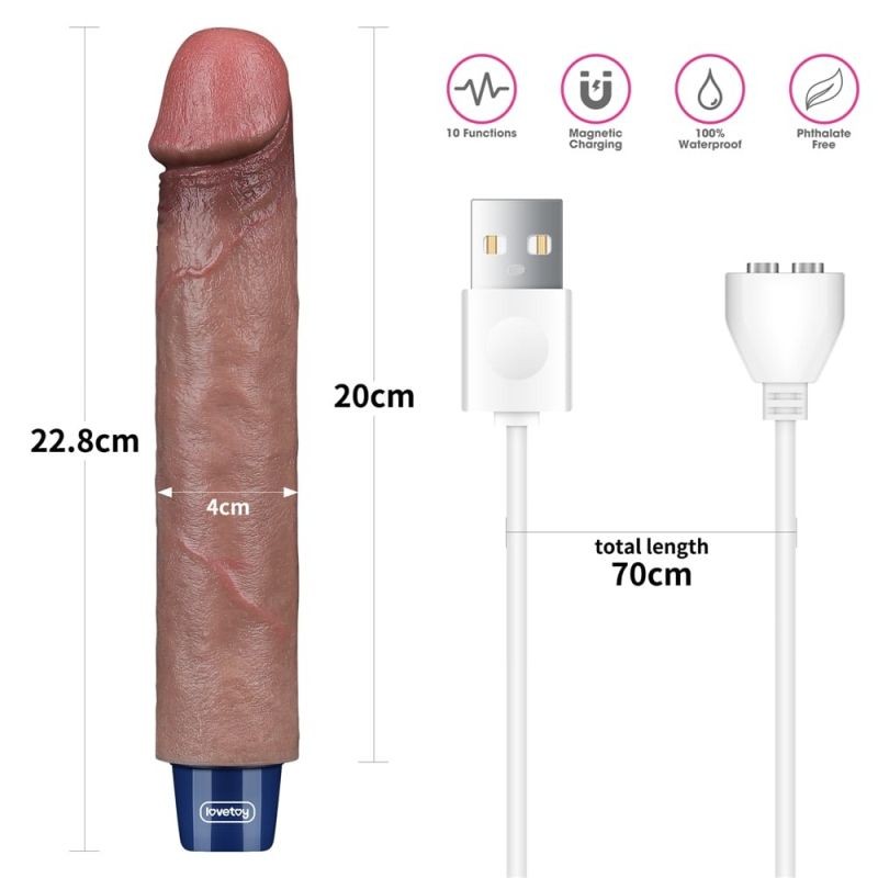 Vibrator clasic din silicon cu 10 moduri de vibratii puternice REAL SOFTEE Rechargeable (22.8cm) - 2 | YEO