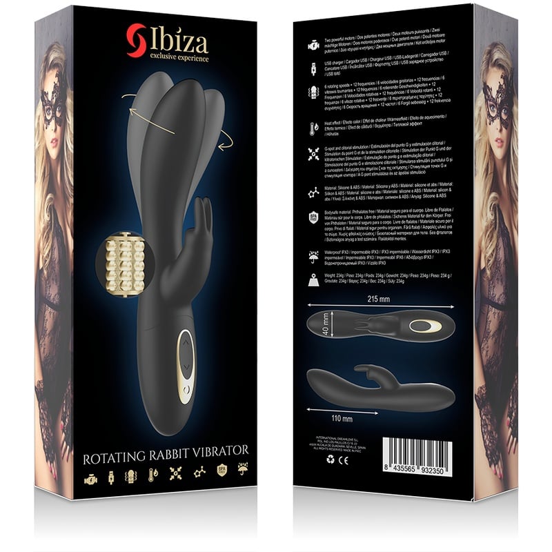 Vibrator iepuras cap rotativ cu stimulare punct g si clitoris IBIZA Pearled - 2 | YEO