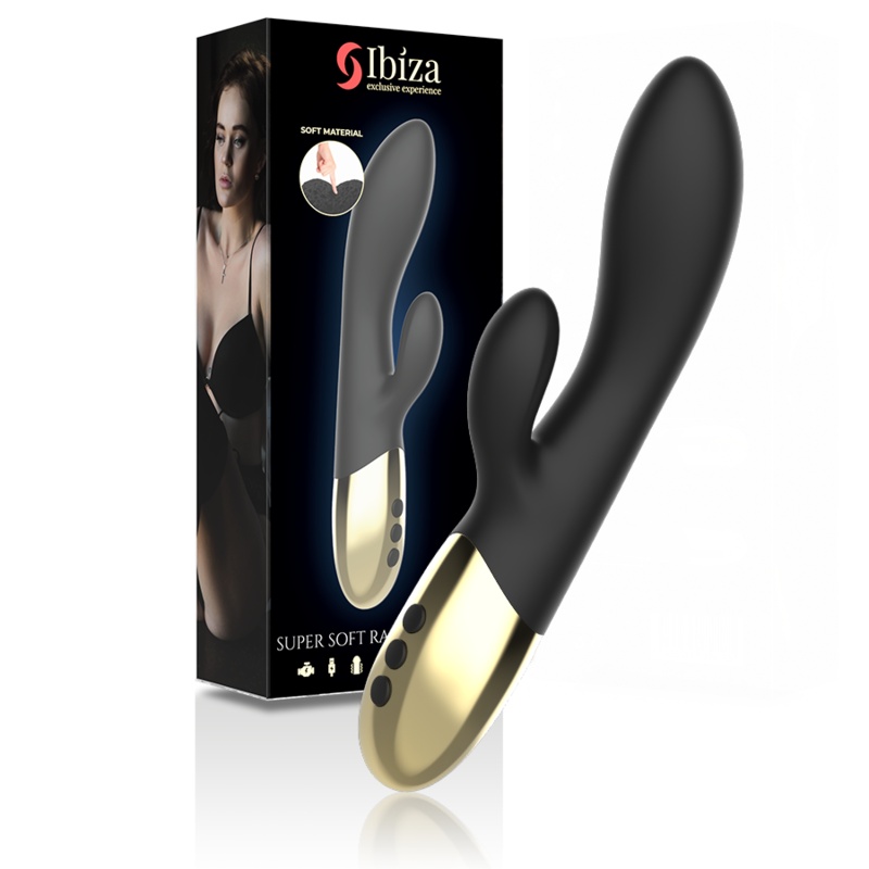 Vibrator iepuras cu stimulare clitoris si punct G Ibiza SUPERSOFT