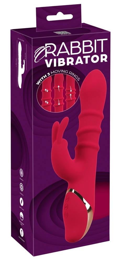 Vibrator iepure cu 3 inele de masaj mobile (23,7 cm)