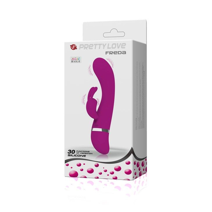 Vibrator rabbit din silicon fin, cu 30 de functii VIBRATOR PRETTY LOVE - FREDA (18.9cm)