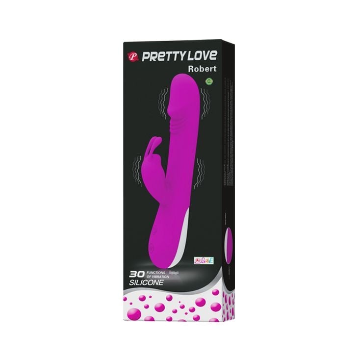 Vibrator rabbit elegant din silicon si cu 30 functii de vibratii si pulsatii Pretty Love Robert, 21cm