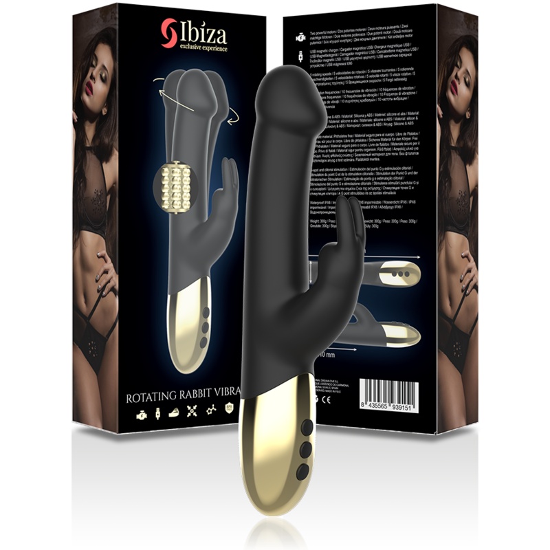 Vibrator rotativ cu stimulare simultană a punctului G și a clitorisului 10 moduri de vibratii Ibiza