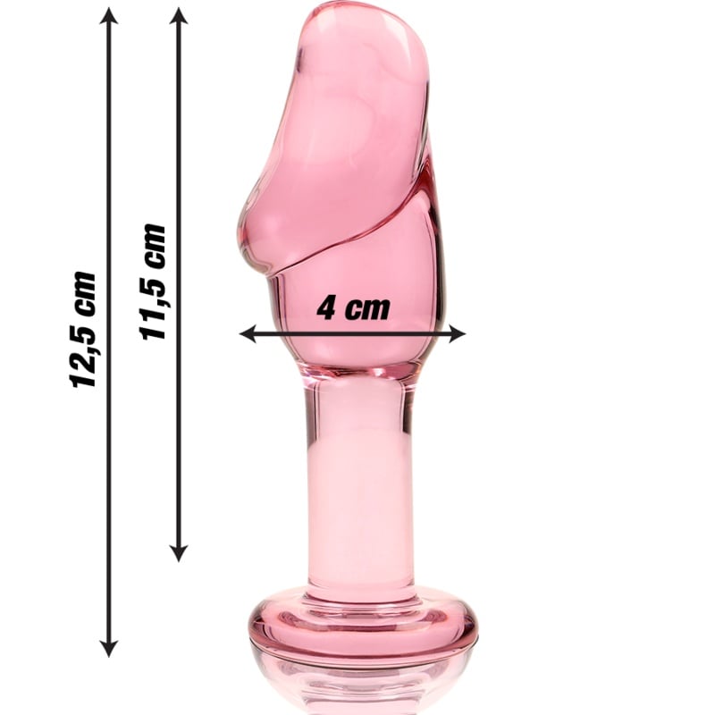 Anal Plug din sticla borosilcat roz 12,5 cm -O- 4 cm , Nebula series by Ibiza - Model 6