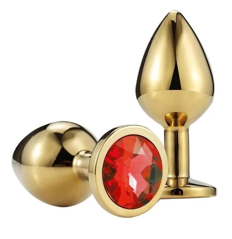 Anal Plug Metallic Buttplug, Small, Gold/Orange