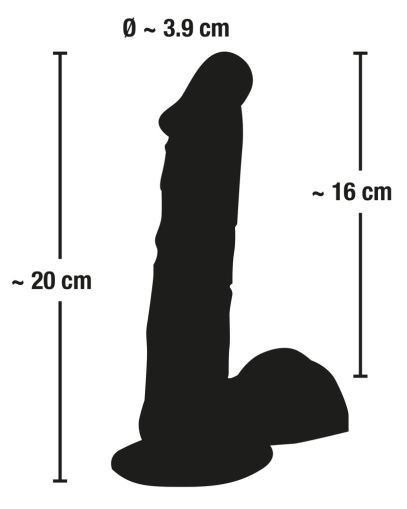 Dildo flexibil cu cap pronuntat Medium Dildo with Testicles and Suction Cup (20 cm) - 2 | YEO