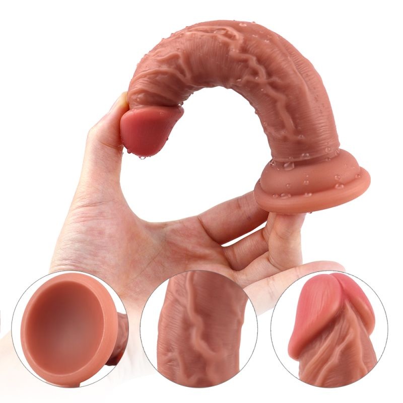 Dildo Mini Realist Silicon Lichid Dubla Densitate 15 x 2.8 cm