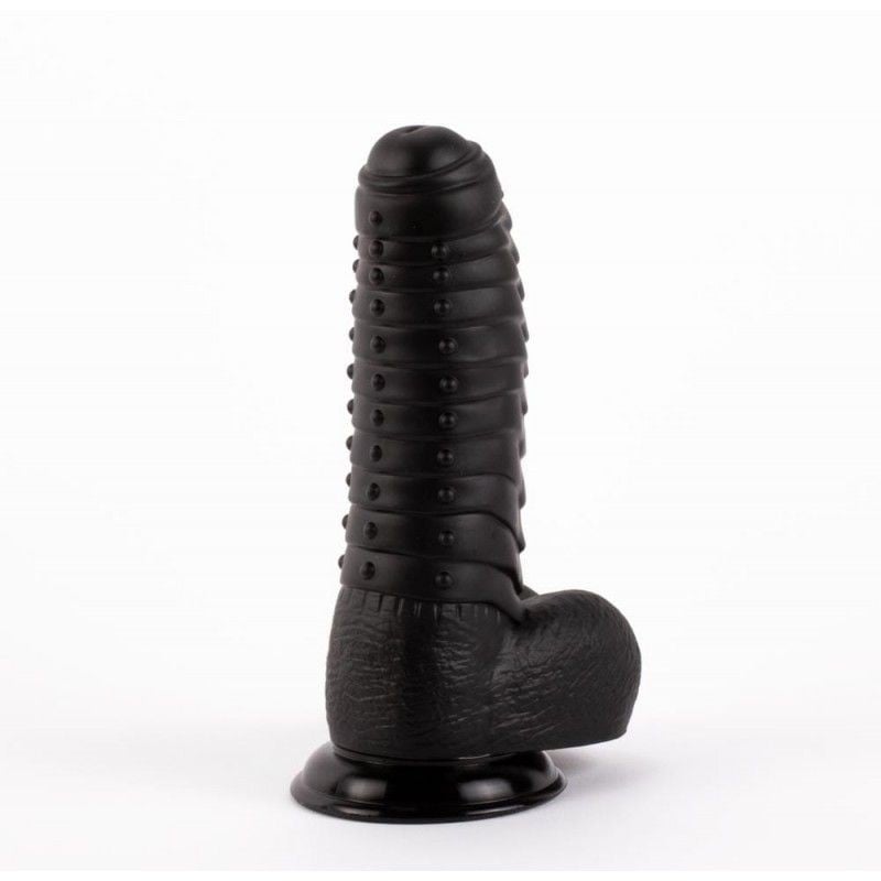 Dildo negru suprafata stimulatoare, cu testicule si ventuza X-MEN David\'s 11.9