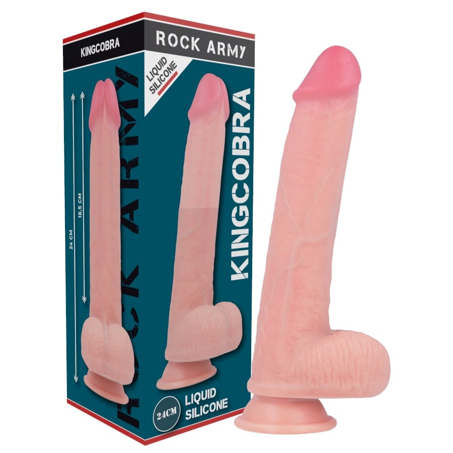 Dildo realistic Dual Density Liquid silicone Kingcobra Dimensiune: 24 cm x 4,77 cm