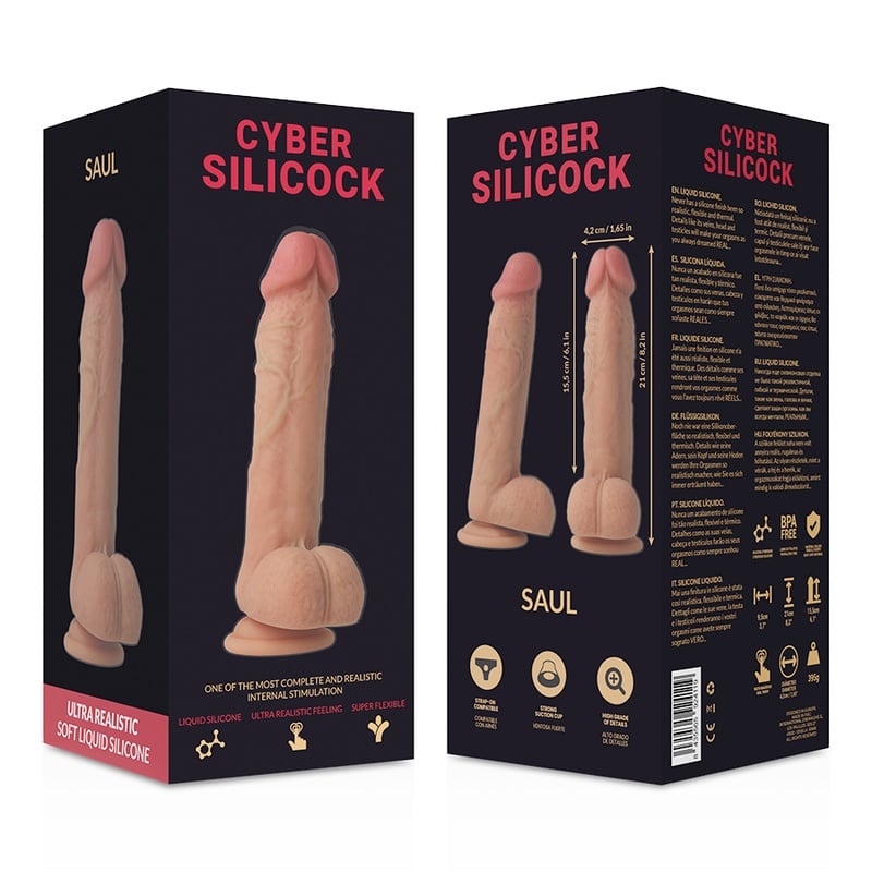 Dildo ultra-realist din silicon lichid moale CYBER SILICOCK SAUL lungime 21 cm diametru 4.2 cm