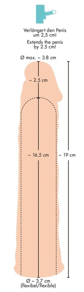 Extensie cu gland și vene bombate Silicone Extension (19 cm) - 2 | YEO