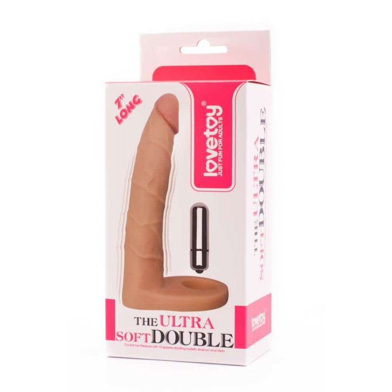 Inel penis cu vibratii si stimulare anala The Ultra Soft Double-Vibrating 7''