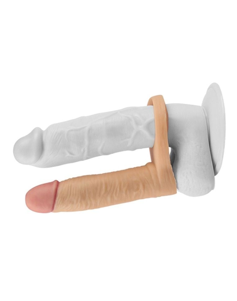 Inel penis stimulare anala The Ultra Soft Double (inserabil 13cm) - 1 | YEO