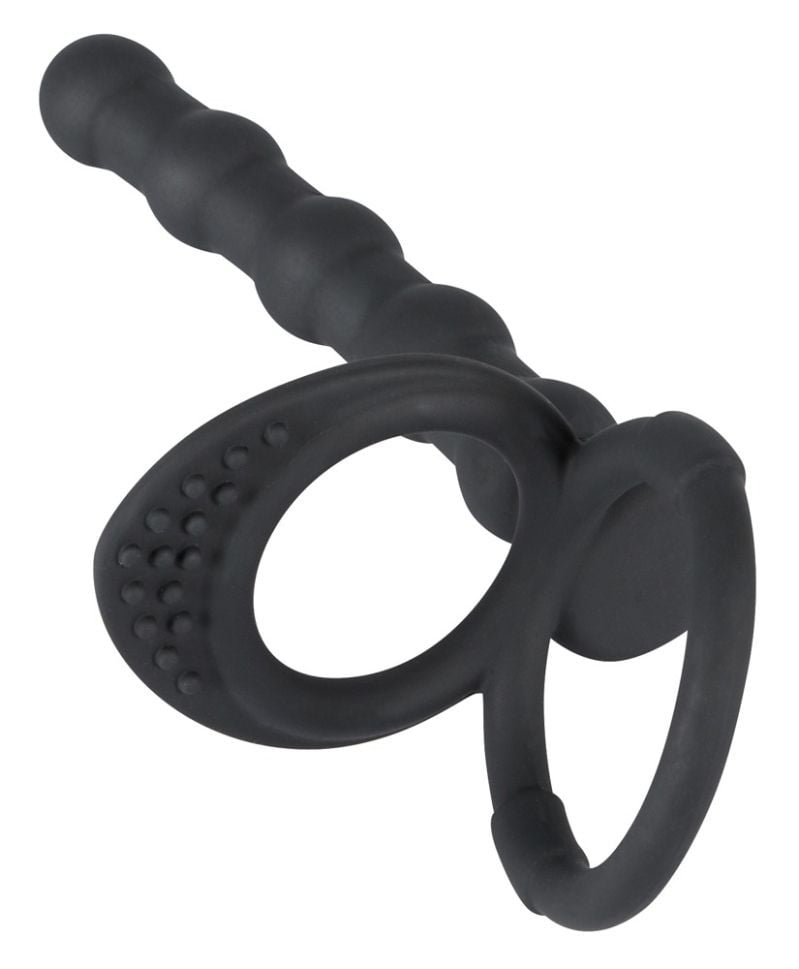 Inel pentru penis/testicule cu un stimulator anal Cock & ball ring (19 cm)