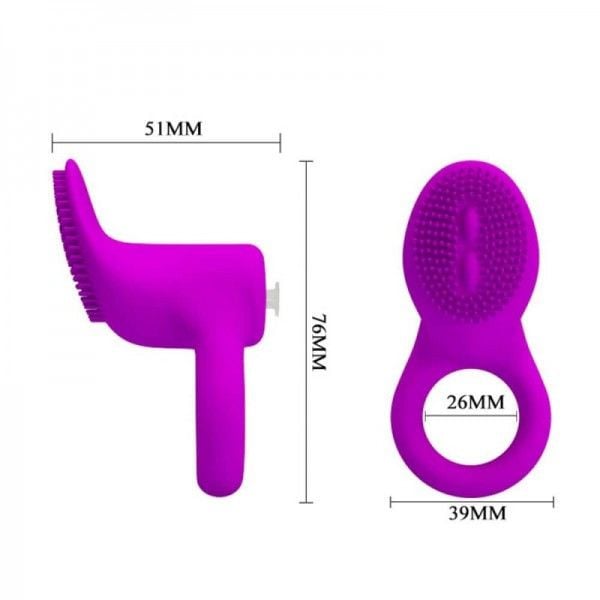 Inel vibrator din silicon cu stimulator clitoridian Love Cobra Purple