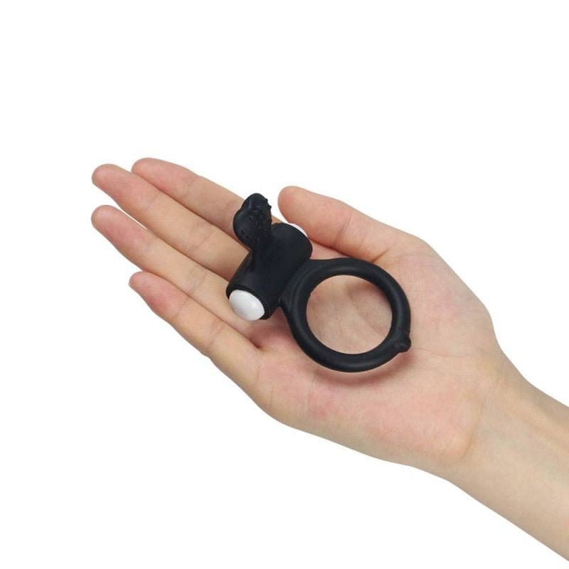 Inel vibrator puternic cu o singura viteza Power Clit Cockring Black 1 - 2 | YEO