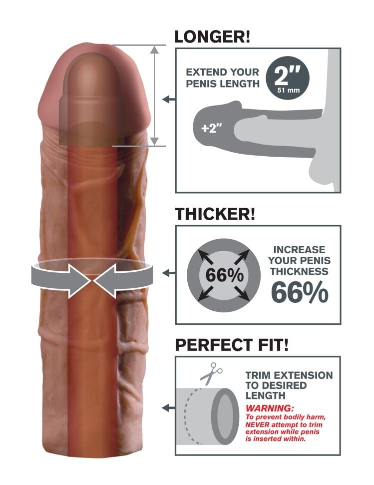 Manson prelungitor penis Fantasy X-tensions Mega 2\' Extension Brown 20,3cm - 2 | YEO