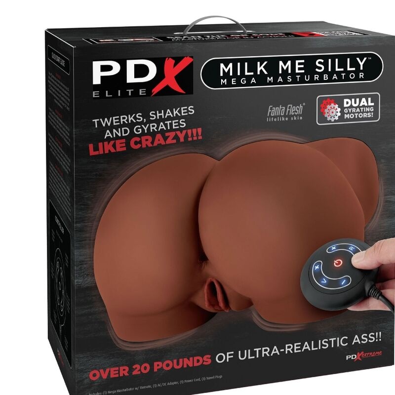 Mega masturbator cu vibratii PDX Elite - Mega Masturbator "Milk Me Silly" Vagina & Anus Brown