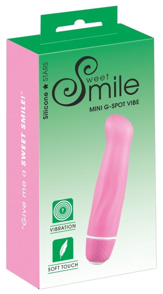 Mini vibrator din silicon cu varf stimulator si 7 moduri de vibratie Smile Trick (12,5 cm)