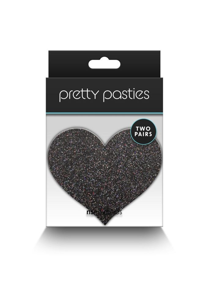 Set de 2 accesorii autoadezive Pasties Glitter Hearts 2 Pair, black