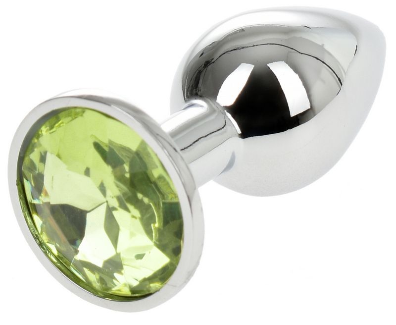 Small Metallic Buttplug, Silver/Light Green